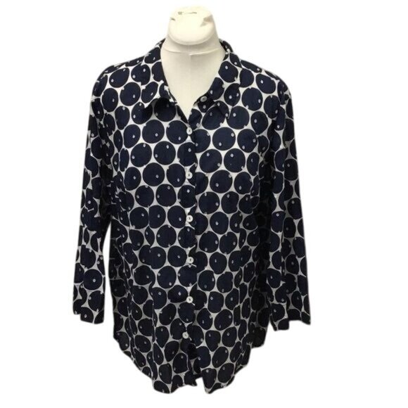 Alfred Dunner Women’s Gauzy 3/4 Sleeve Geometric Print Button Up Shirt - Picture 2 of 6